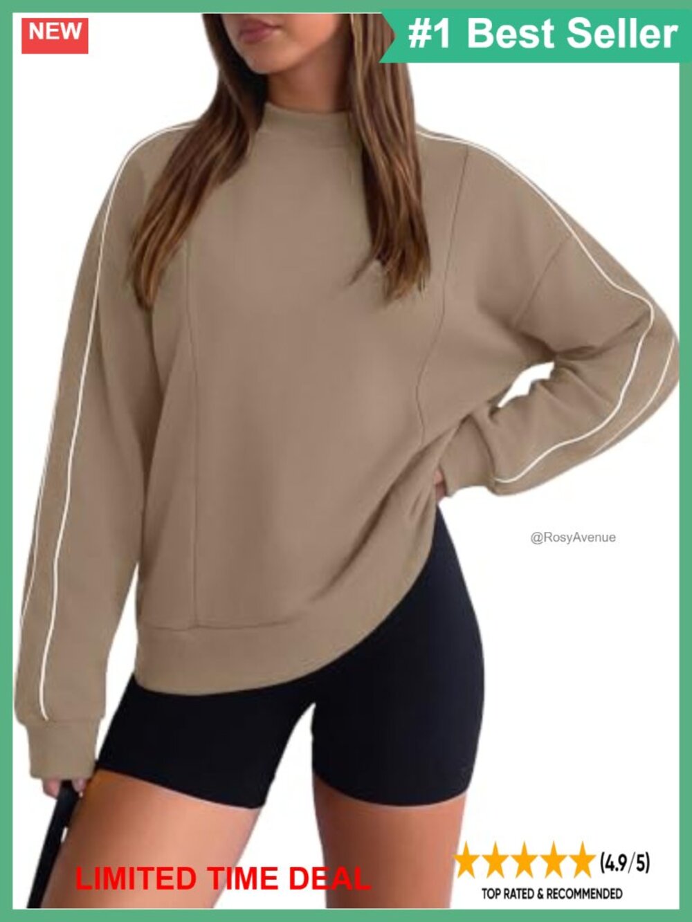 Mock Neck Color Block Sweatshirt Oversized Tunic Pullover